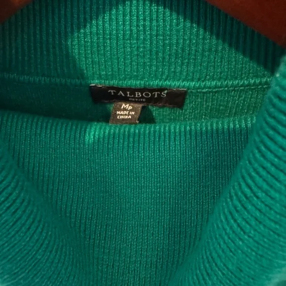 Talbots Emerald Green Turtleneck Sweater Med Petite - Picture 4 of 5